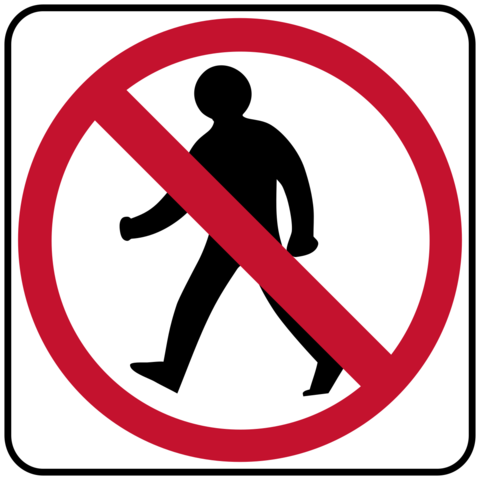 No Pedestrian Crossing Figure And Prohibition Sign Template